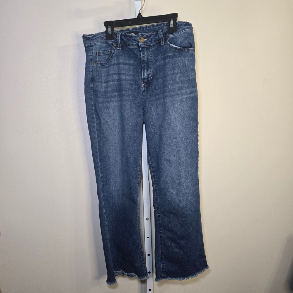 D.Jeans Womens High Rise Straight Leg Raw Hem Denim Blue Jeans Size 12